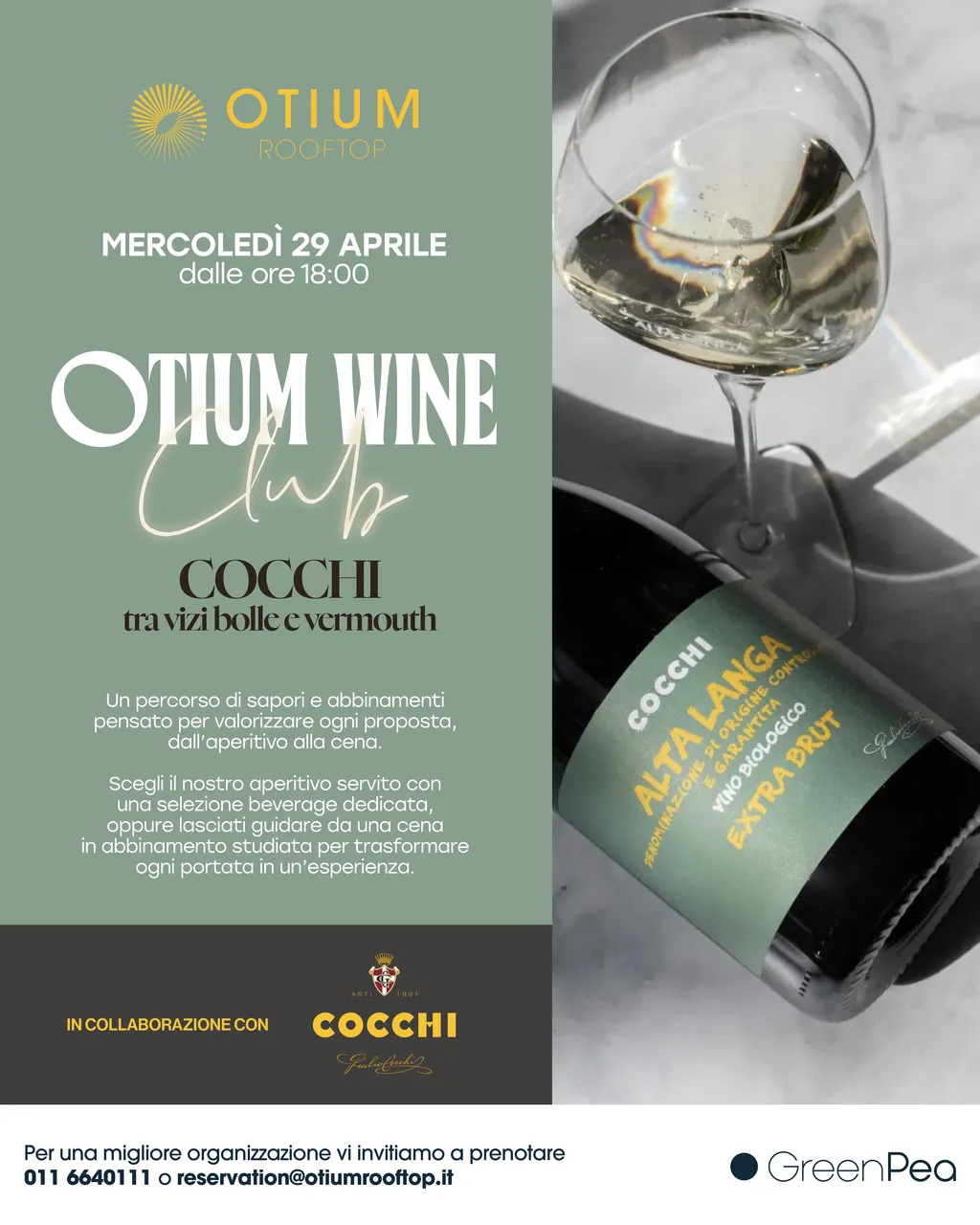 Otium wine club cocchi giovedì 29 aprile ore 18:00 da otium rooftop